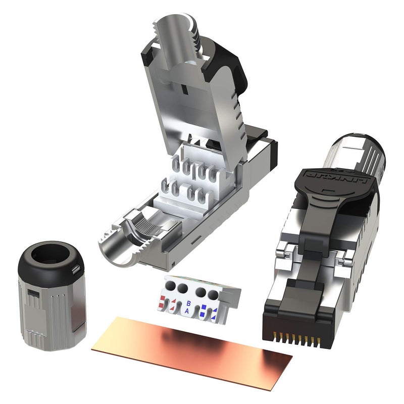 LINKUP - RJ45 Connectors Cat6A (2 Pack) Shielded Zinc-Alloy Housing Modular Termination Plug | 10G Easy Internet Tool Free Plugs | for Cat6A up to 22AWG Solid Bulk S/FTP Ethernet Cable [Black] - Image 1